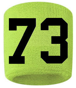 Number 73 Custom Volt Neon Lime Green w/ Black #'s Sweatband Wristband Embroidered Stitched