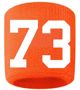 Number 73 Custom Orange w/ White #'s Sweatband Wristband Embroidered Stitched