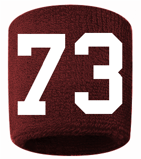 Number 73 Custom Maroon w/ White #'s Sweatband Wristband Embroidered Stitched