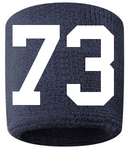 Number 73 Custom Navy Blue w/ White #'s Sweatband Wristband Embroidered Stitched