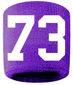 Number 73 Custom Purple w/ White #'s Sweatband Wristband Embroidered Stitched