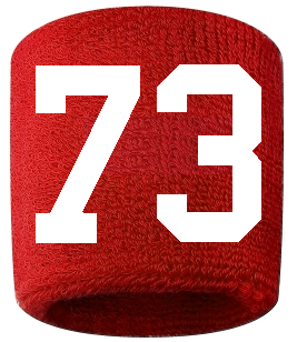 Number 73 Custom Red w/ White #'s Sweatband Wristband Embroidered Stitched