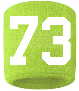 Number 73 Custom Volt Neon Lime Green w/ White #'s Sweatband Wristband Embroidered Stitched