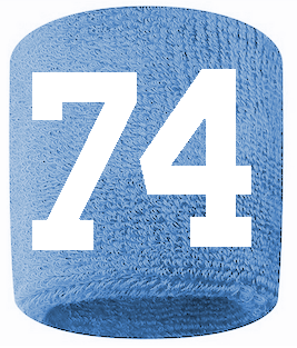 Number 74 Custom Light Blue w/ White #'s Sweatband Wristband Embroidered Stitched