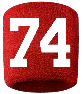 Number 74 Custom Red w/ White #'s Sweatband Wristband Embroidered Stitched - SportsJewelryProShop