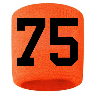 Number 75 Custom Orange w/ Black #'s Sweatband Wristband Embroidered Stitched