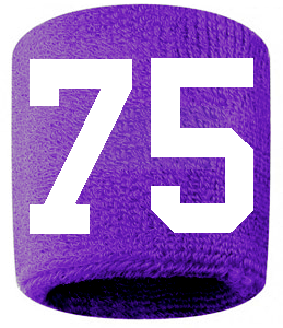 Number 75 Custom Purple w/ White #'s Sweatband Wristband Embroidered Stitched