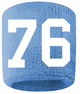 Number 76 Custom Light Blue w/ White #'s Sweatband Wristband Embroidered Stitched