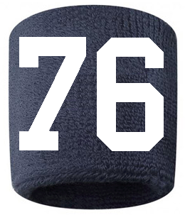 Number 76 Custom Navy Blue w/ White #'s Sweatband Wristband Embroidered Stitched