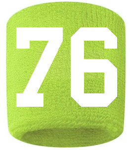 Number 76 Custom Volt Neon Lime Green w/ White #'s Sweatband Wristband Embroidered Stitched