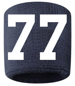 Number 77 Custom Navy Blue w/ White #'s Sweatband Wristband Embroidered Stitched