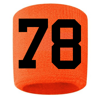 Number 78 Custom Orange w/ Black #'s Sweatband Wristband Embroidered Stitched