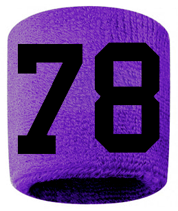 Number 78 Custom Purple w/ Black #'s Sweatband Wristband Embroidered Stitched - SportsJewelryProShop