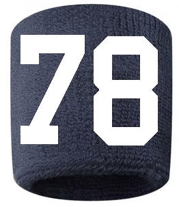 Number 78 Custom Navy Blue w/ White #'s Sweatband Wristband Embroidered Stitched - SportsJewelryProShop
