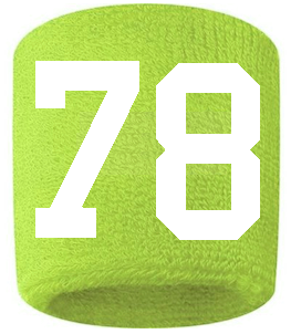 Number 78 Custom Volt Neon Lime Green w/ White #'s Sweatband Wristband Embroidered Stitched