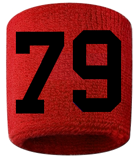 Number 79 Custom Red w/ Black #'s Sweatband Wristband Embroidered Stitched
