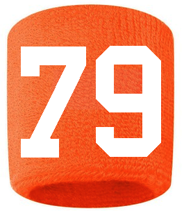 Number 79 Custom Orange w/ White #'s Sweatband Wristband Embroidered Stitched