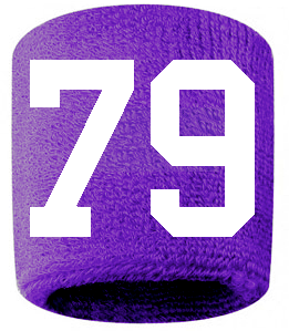 Number 79 Custom Purple w/ White #'s Sweatband Wristband Embroidered Stitched