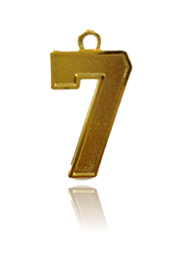 Number 7 Gold Plated Jersey Style Sports Necklace Charm Pendant Football Baseball Basketball Soccer Lacrosse Hockey