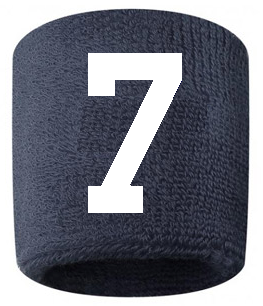Number 7 Custom Navy Blue w/ White #'s Sweatband Wristband Embroidered Stitched