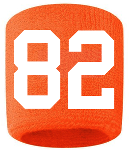 Number 82 Custom Orange w/ White #'s Sweatband Wristband Embroidered Stitched