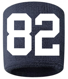 Number 82 Custom Navy Blue w/ White #'s Sweatband Wristband Embroidered Stitched