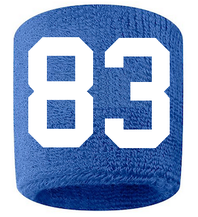 Number 83 Custom Royal Blue w/ White #'s Sweatband Wristband Embroidered Stitched - SportsJewelryProShop