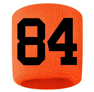 Number 84 Custom Orange w/ Black #'s Sweatband Wristband Embroidered Stitched