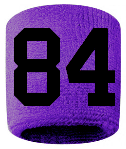 Number 84 Custom Purple w/ Black #'s Sweatband Wristband Embroidered Stitched