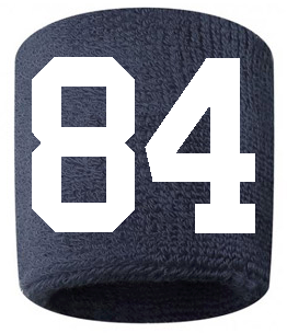 Number 84 Custom Navy Blue w/ White #'s Sweatband Wristband Embroidered Stitched