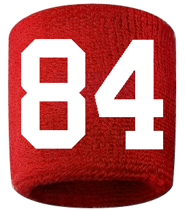 Number 84 Custom Red w/ White #'s Sweatband Wristband Embroidered Stitched