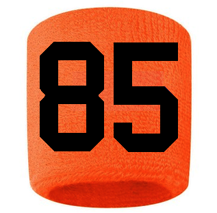 Number 85 Custom Orange w/ Black #'s Sweatband Wristband Embroidered Stitched