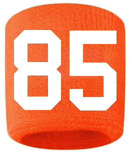 Number 85 Custom Orange w/ White #'s Sweatband Wristband Embroidered Stitched - SportsJewelryProShop