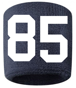 Number 85 Custom Navy Blue w/ White #'s Sweatband Wristband Embroidered Stitched
