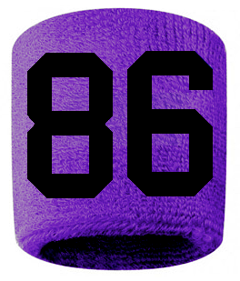 Number 86 Custom Purple w/ Black #'s Sweatband Wristband Embroidered Stitched
