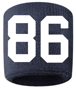 Number 86 Custom Navy Blue w/ White #'s Sweatband Wristband Embroidered Stitched