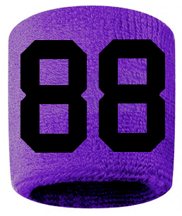 Number 88 Custom Purple w/ Black #'s Sweatband Wristband Embroidered Stitched