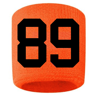 Number 89 Custom Orange w/ Black #'s Sweatband Wristband Embroidered Stitched