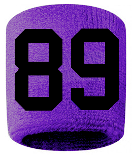 Number 89 Custom Purple w/ Black #'s Sweatband Wristband Embroidered Stitched - SportsJewelryProShop