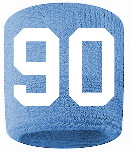 Number 90 Custom Light Blue w/ White #'s Sweatband Wristband Embroidered Stitched