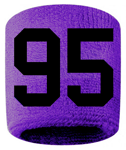 Number 95 Custom Purple w/ Black #'s Sweatband Wristband Embroidered Stitched - SportsJewelryProShop