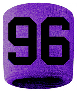 Number 96 Custom Purple w/ Black #'s Sweatband Wristband Embroidered Stitched