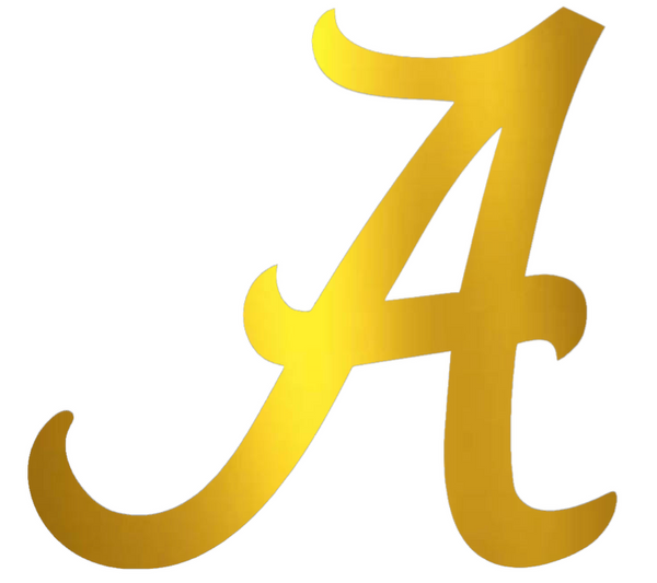Alabama Crimson Tide GOLD CHROME MIRROR Team Logo Premium DieCut Vinyl Decal PICK SIZE