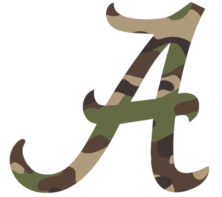 Alabama Crimson Tide Woodland Camo Camouflage Team Logo Premium DieCut Vinyl Decal PICK SIZE