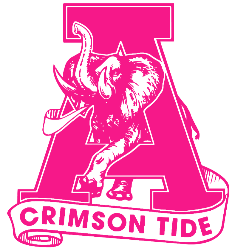 Alabama Crimson Tide Hot Pink Retro Throwback Logo Premium DieCut Vinyl Decal PICK SIZE