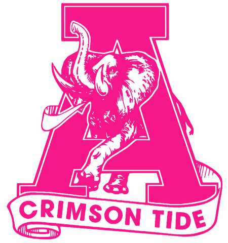 Alabama Crimson Tide Hot Pink Retro Throwback Logo Premium DieCut Vinyl Decal PICK SIZE