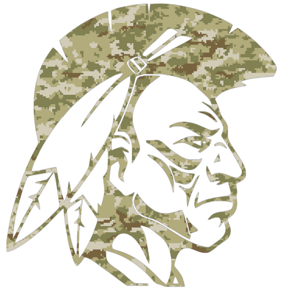 Alcorn State Braves Mascot Logo Salute to Service Camouflage Camo Vinyl Decal PICK SIZE