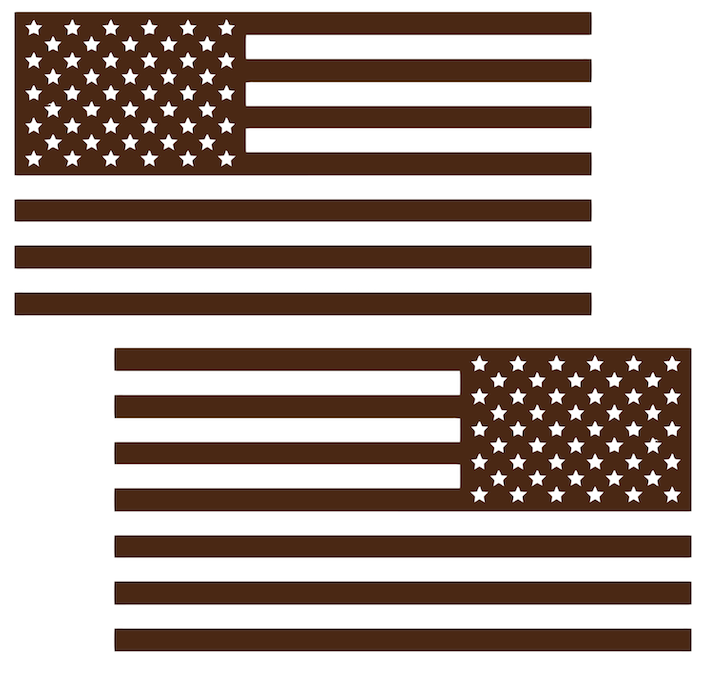 BROWN American Flag USA Patriotic Viny Decal - Pick Size