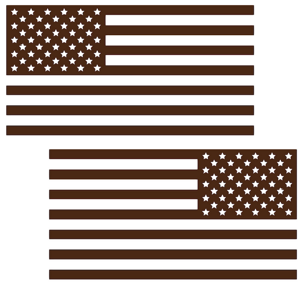 BROWN American Flag USA Patriotic Viny Decal - Pick Size