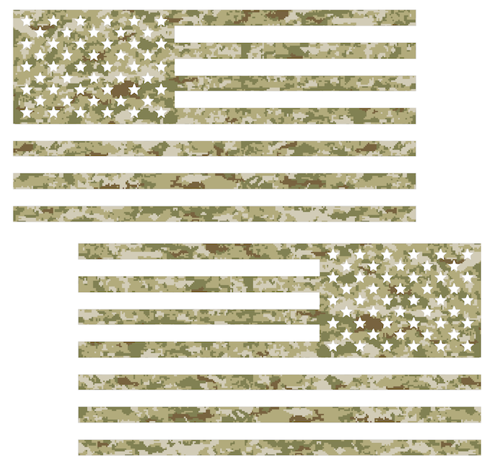 CAMO CAMOUFLAGE American Flag USA Patriotic Viny Decal - Pick Size